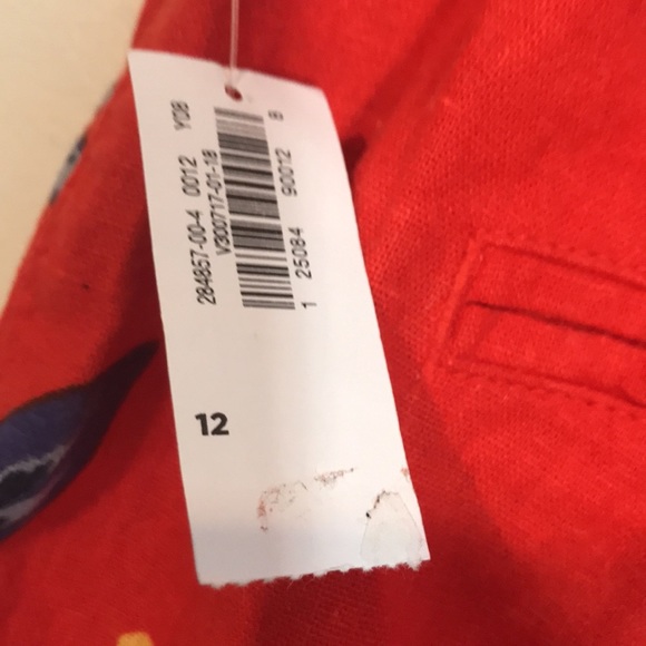 Nwt Old Navy everyday Shorts Orange Red Tropical Floral Linen Blend size 12 - Picture 6 of 11
